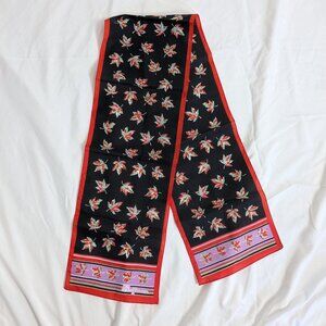 vintage neck scarf italy red black maple leaf stripe 45.5" x 7.25" Ralfeaux